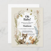 Papier Budget Woodland Créatures Baby shower Invitation (Devant / Derrière)