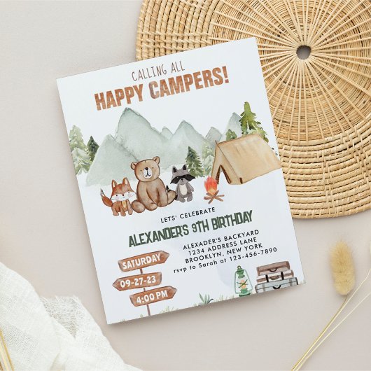 Papier Budget Woodland Happy Camper Anniversaire de enfan