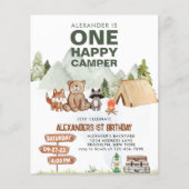 Papier BUDGET Woodland One Happy Camper 1er anniversaire (Devant)