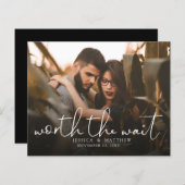 Papier Budget Worth the Wait Mariage Photo Script moderne (Devant / Derrière)