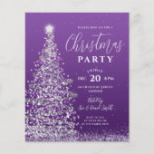 Papier Budget Xmas Arbre Argent Purple Invitation de vaca (Devant)