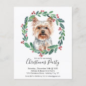 Papier Budget Yorkshire Terrier Chien de Noël Invitation (Devant)