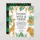 Papier Budget Young Wild Three 3e Invitation d'anniversai (Devant / Derrière)