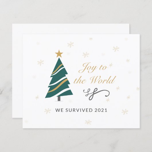 Papier Bugdet Corporate We Survived 2021 Holiday Card (Devant / Derrière)