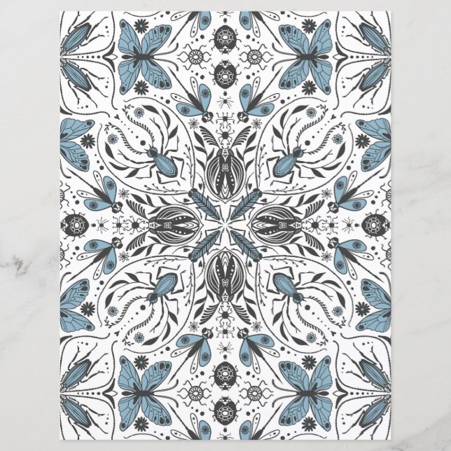 Papier Bugs, noir et bleu (Devant)