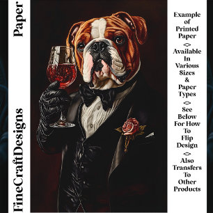 Papier Bulldog en smoking & noeud papillon & vin CR8 papi