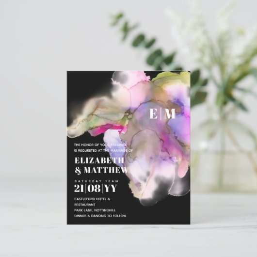 Papier BULLETIN BUDGET Technicolor Aquarelle Mariage Invi (Debout devant)