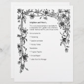 Papier Bulletin de bordure de vignes et de fleurs (Devant / Derrière)