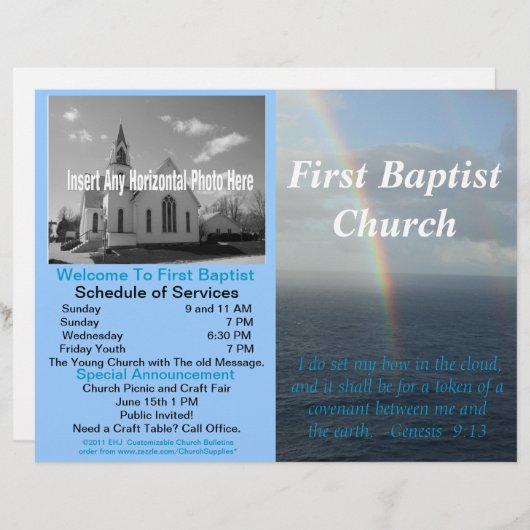 Papier Bulletin hebdomadaire personnalisé de l'église (à  (Devant / Derrière)