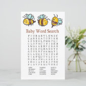 Papier Bumble Bee Baby shower Word Recherche Jeu (Debout devant)