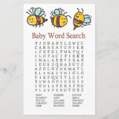 Papier Bumble Bee Baby shower Word Recherche Jeu (Devant)
