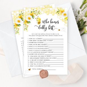 Papier Bumble bee Qui connaît papa meilleur baby shower j