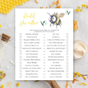 Papier Bumble bee - Voudrait-elle plutôt - jeu de baby sh