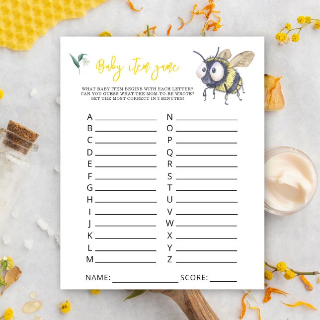 Papier Bumblebee - Baby Item Game. Jeu baby shower (Créateur téléchargé)