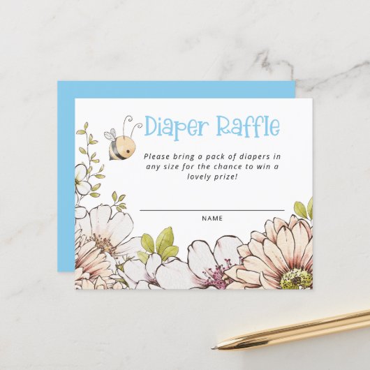 Papier Bumblebee Baby shower Bleu Budget Déchets Raffin (Devant/Arrière en situation)