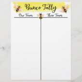 Papier Bunco Tally Score Sheet Bee (Devant)