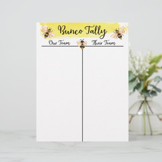 Papier Bunco Tally Score Sheet Bee (Debout devant)