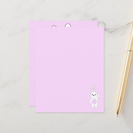 Papier Bunny. Blanc et rose. (Devant/Arrière en situation)