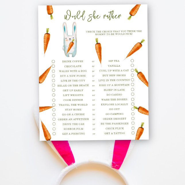 Papier Bunny & Carrot - Préférerait-elle - jeu pour bébé (Créateur téléchargé)