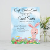 Papier Bunny de Pâques rose avec oeufs Artisanat Événemen (Debout devant)