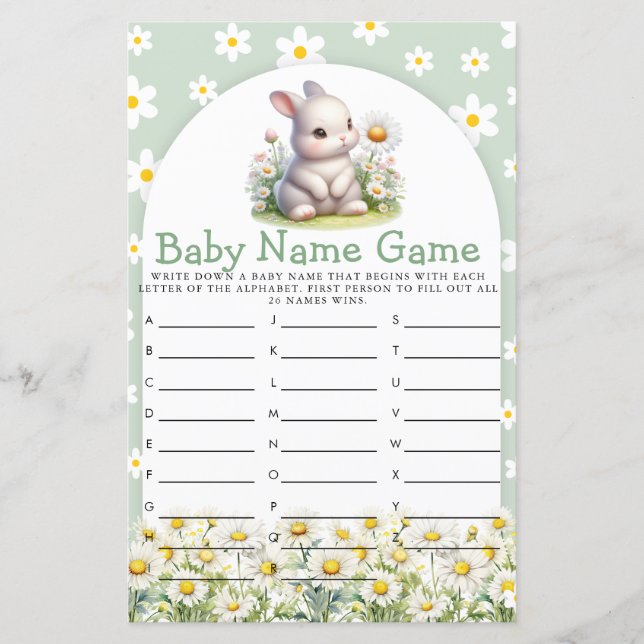 Papier Bunny Genre Neutre Baby shower Nom Jeu (Devant)