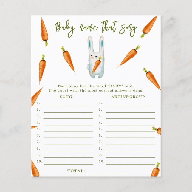 Papier Bunny - Jeu de devinette de chanson pour baby show (Devant)