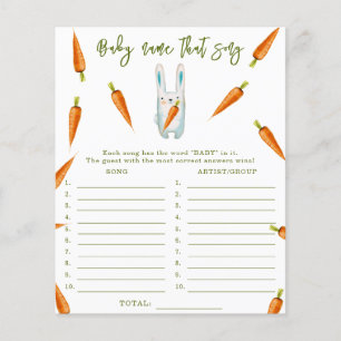 Papier Bunny - Nom de la chanson jeu de baby shower