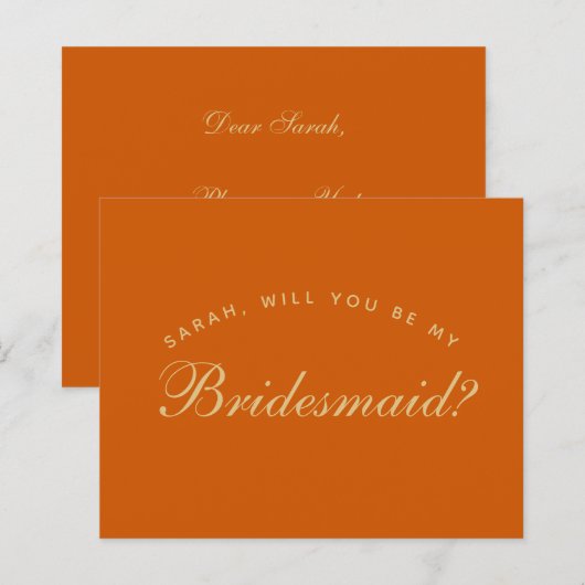 Papier Burange Orange Bridesmaid Proposition Budget Simpl (Devant / Derrière)