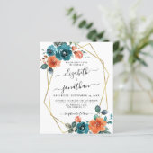 Papier Burange Orange Turquoise Budget rouille Faire-part (Debout devant)