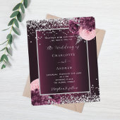 Papier Burgundy argent floraux budget faire-part de maria