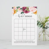 Papier Burgundy automne nuptiale jeu de bingo (Debout devant)
