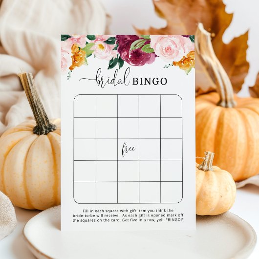 Papier Burgundy automne nuptiale jeu de bingo