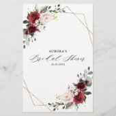 Papier Burgundy Blush Floral Moderne Fête des mariées Con (Dos)