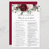 Papier Burgundy Blush Floral Traditions Mariages Jeu (Devant / Derrière)