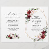 Papier Burgundy Blush Modern Geometric Wedding Program (Devant)