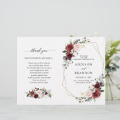 Papier Burgundy Blush Modern Geometric Wedding Program (Debout devant)