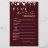 Papier Burgundy Bridal Word Scramble Game With Answer Key (Devant)
