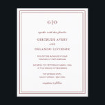 Papier Burgundy classique Élégant Faire-part de mariage b<br><div class="desc">Burgundy de style classique / vin tout en un faire-part de mariage économique avec un design simple et minimal avec votre monogramme en haut et vos détails de l'événement entouré d'une double bordure. Les fontes alternent entre un script élégant, une fonte serif traditionnelle et minimaliste sans serif. Le dos contient...</div>