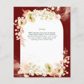 Papier Burgundy Coral Floral Boho Mariage Invitation (Dos)