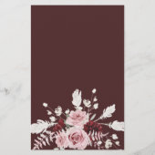 Papier Burgundy Dusty Rose Fête des mariées Bingo Game Ca (Dos)