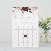 Papier Burgundy Dusty Rose Fête des mariées Bingo Game Ca (Debout devant)