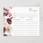 Papier Burgundy Fall Floral Fête des mariées Recettes Car (Devant)