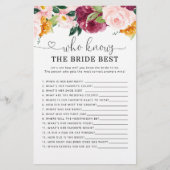 Papier Burgundy fall Qui connaît la mariée meilleur jeu (Devant)