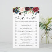 Papier Burgundy Floral Voudrait-Elle Plutôt Baby shower J (Debout devant)