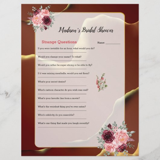 Papier 🤵 Burgundy Gold Elegant Inky Mariage Abstrait (Dos)