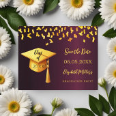 Papier Burgundy Gold Graduation Party Enregistrer la cart