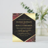 Papier Burgundy Marble Photo Budget Faire-part de mariage (Debout devant)