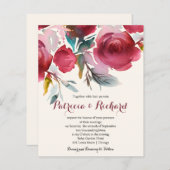 Papier Burgundy Marsala Floral Faire-part de mariage pas (Devant / Derrière)