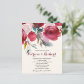 Papier Burgundy Marsala Floral Faire-part de mariage pas (Debout devant)