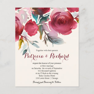 Papier Burgundy Marsala Floral Faire-part de mariage pas